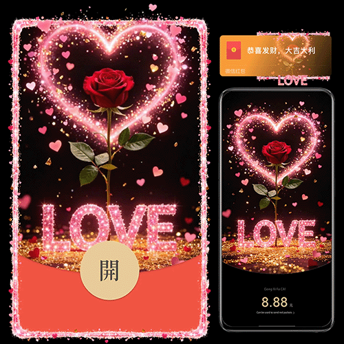 梦幻love玫瑰/动态音乐/qiqi红包封面皮肤