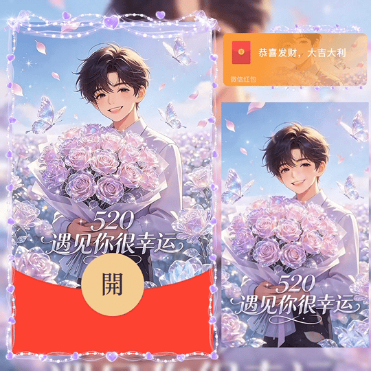520 遇见你很幸运 男款 /bz红包封面皮肤