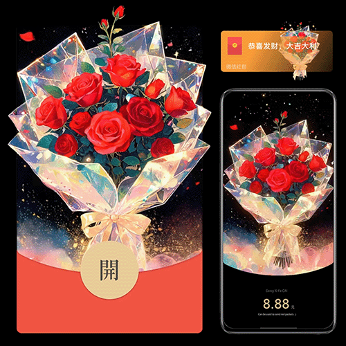 梦幻玫瑰花束/动态音乐/qiqi红包封面皮肤