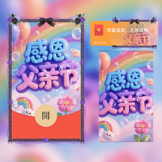 感恩父亲节/新版动态tt红包封面皮肤