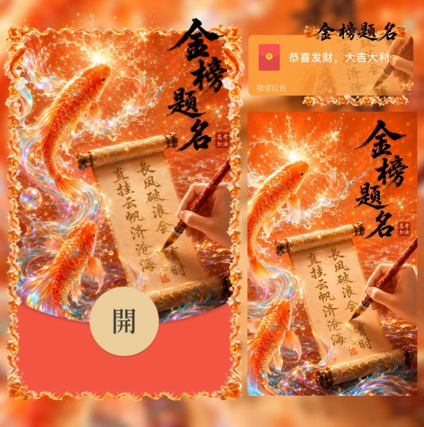 金榜题名/高考考试加油/xx红包封面皮肤