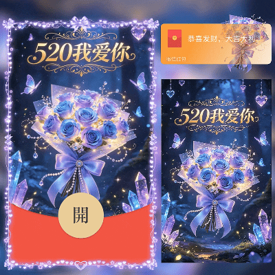 蓝紫色玫瑰520我爱你/ln红包封面皮肤