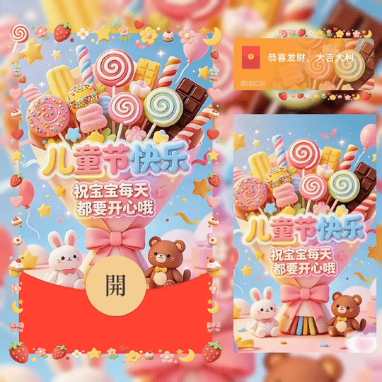 儿童节快乐 祝宝宝每天都要开心哦 /bz红包封面皮肤