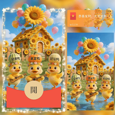 暴富鸭/新年快乐/马年暴富发财/ln红包封面皮肤