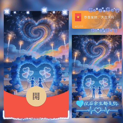 情侣爱心烟花/情人节快乐/ln红包封面皮肤