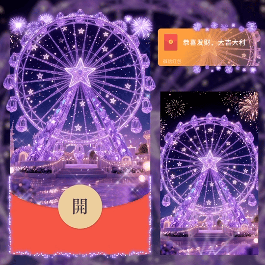 2026紫色新年快乐摩天轮烟花/动态/LM红包封面皮肤