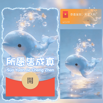 可爱小鲸鱼/所愿皆成真/ln红包封面皮肤