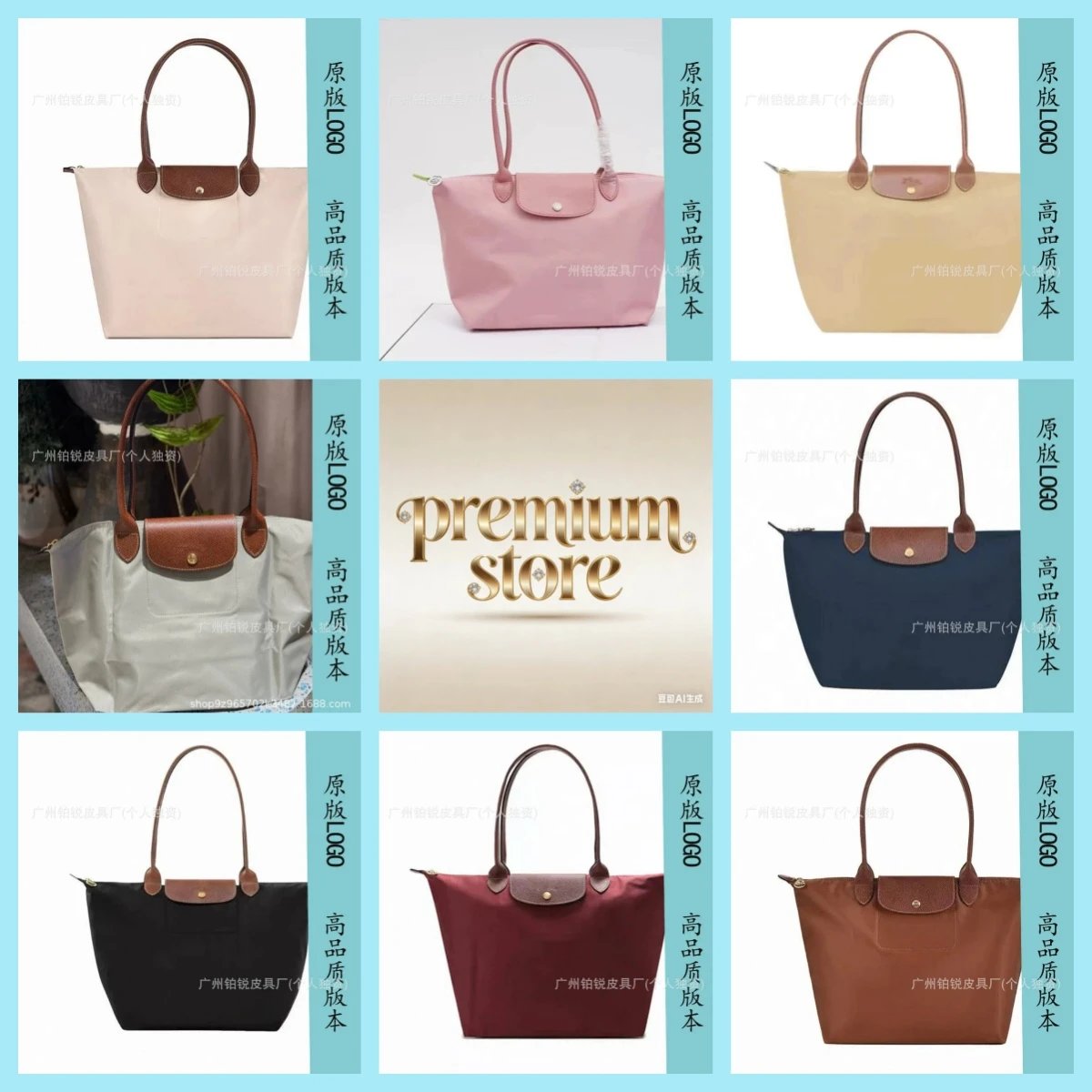 Women genuine leather handbag embroidery large capacity tote waterproof folding shoulder bag (display picture after selecting size)