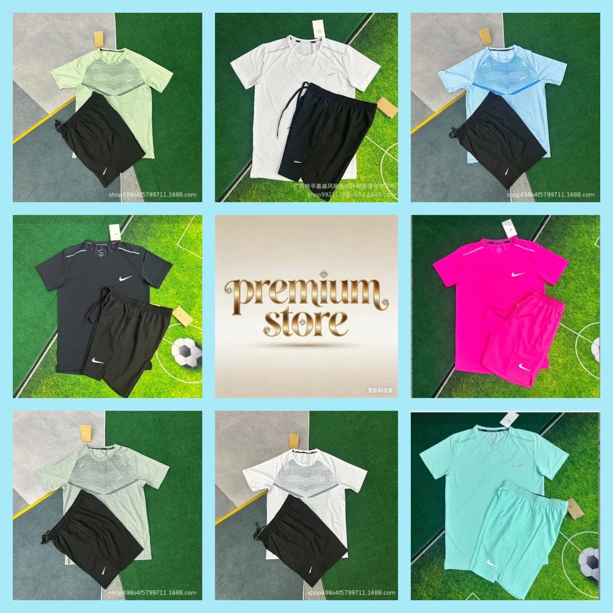 Summer new spot quick-drying sports stretch shorts short-sleeved suit for men