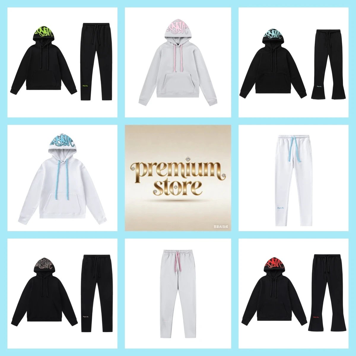 Casual loose fleece hoodie sweatshirt set