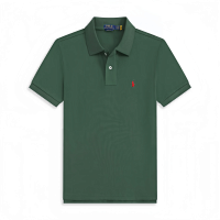 Dark green with red label