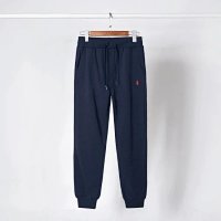 Navy blue pants with a red label