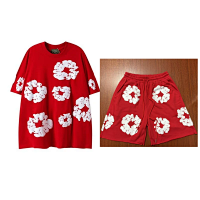 Short-sleeve suit in red