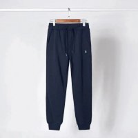 Navy blue pants with a green label