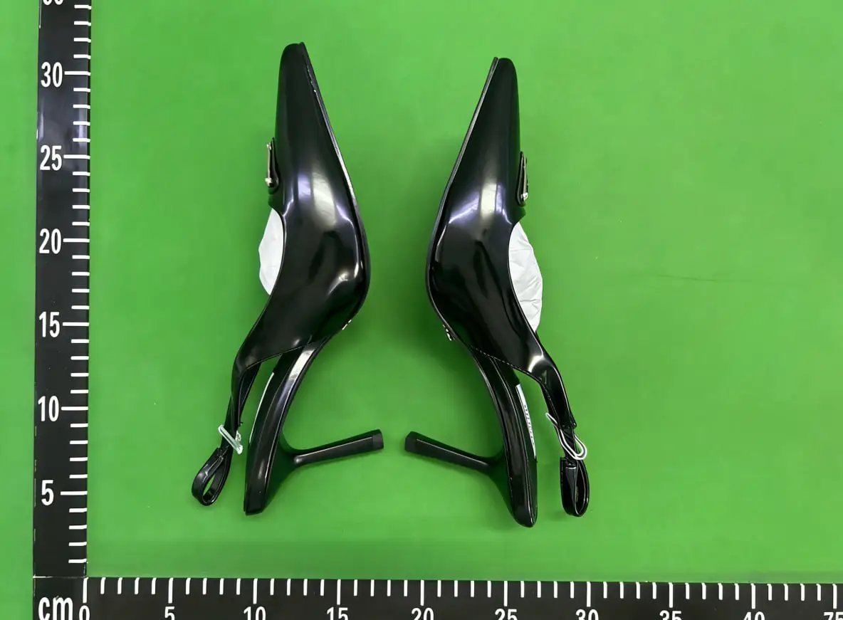 Prada High Heels Pointed-Toe Slingback Pumps with Triangle Logo Plaque image 13
