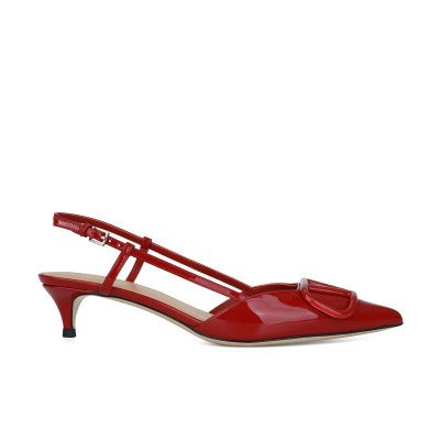 Prada High Heels Pointed-Toe Slingback Pumps with Triangle Logo Plaque — 18