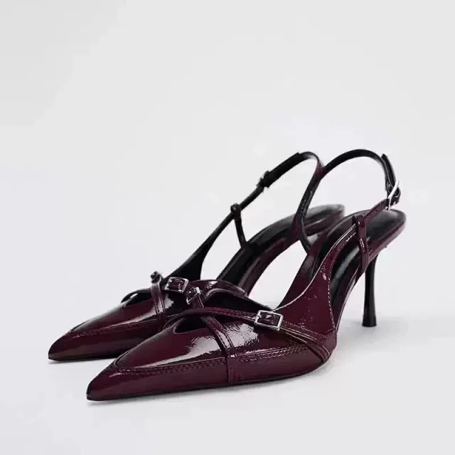 Prada High Heels Pointed-Toe Slingback Pumps with Triangle Logo Plaque product detail image 9