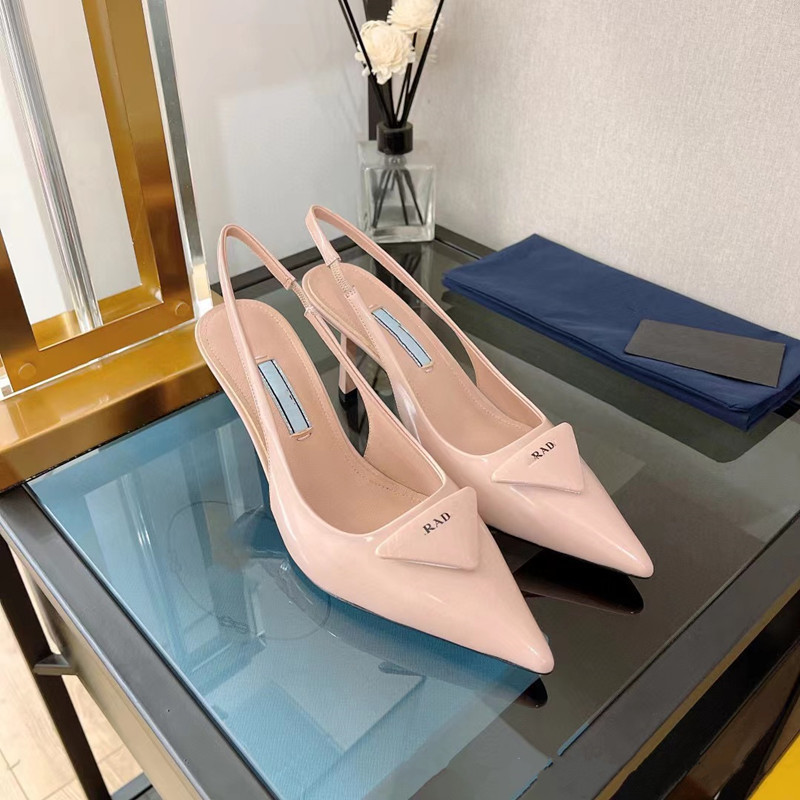 Prada High Heels Pointed-Toe Slingback Pumps — 3(Top quality)