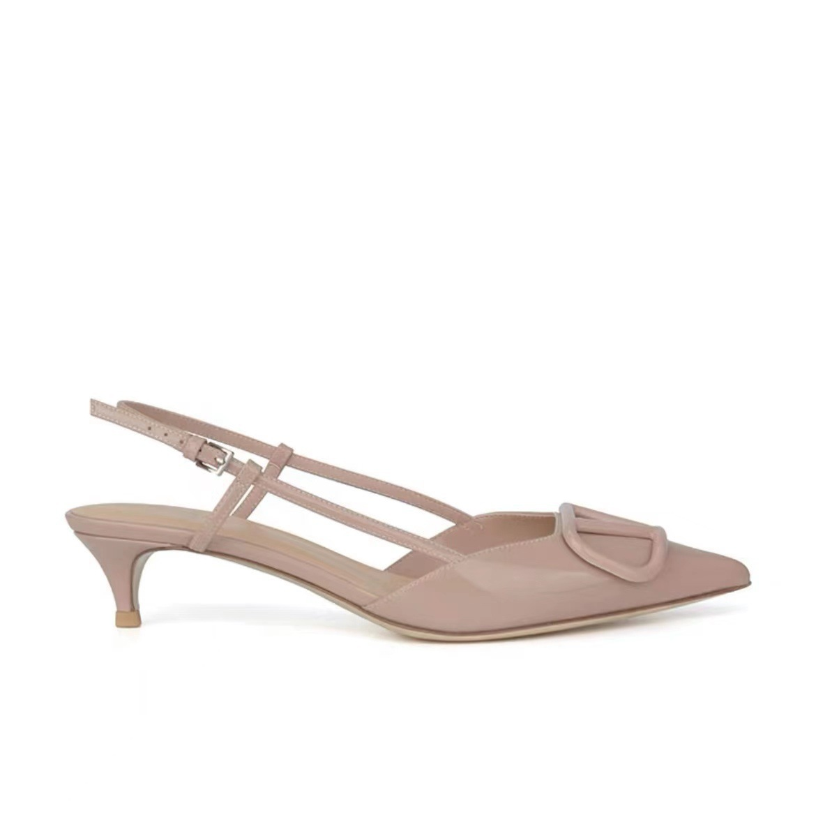 Prada High Heels Pointed-Toe Slingback Pumps with Triangle Logo Plaque — 16