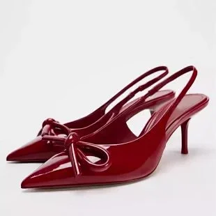 Prada High Heels Pointed-Toe Slingback Pumps with Triangle Logo Plaque product detail image 8