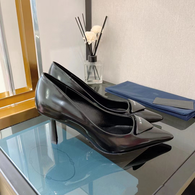 Prada High Heels Pointed-Toe Slingback Pumps — 4(Top quality)