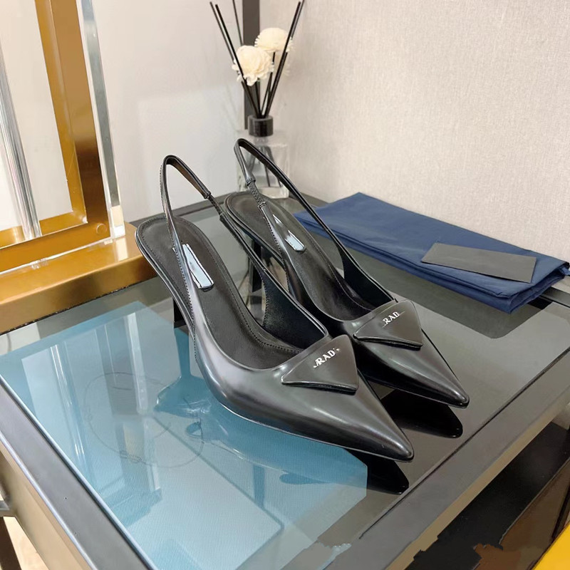 Prada High Heels Pointed-Toe Slingback Pumps — 1(Top quality)
