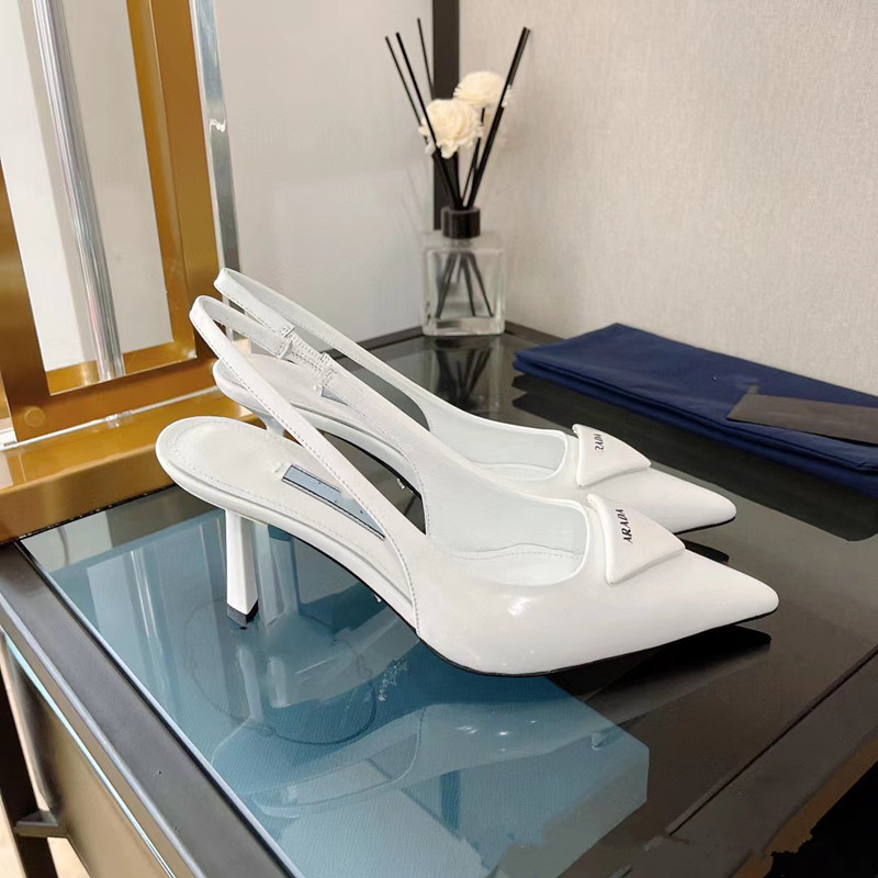 Prada High Heels Pointed-Toe Slingback Pumps — 2(Top quality)