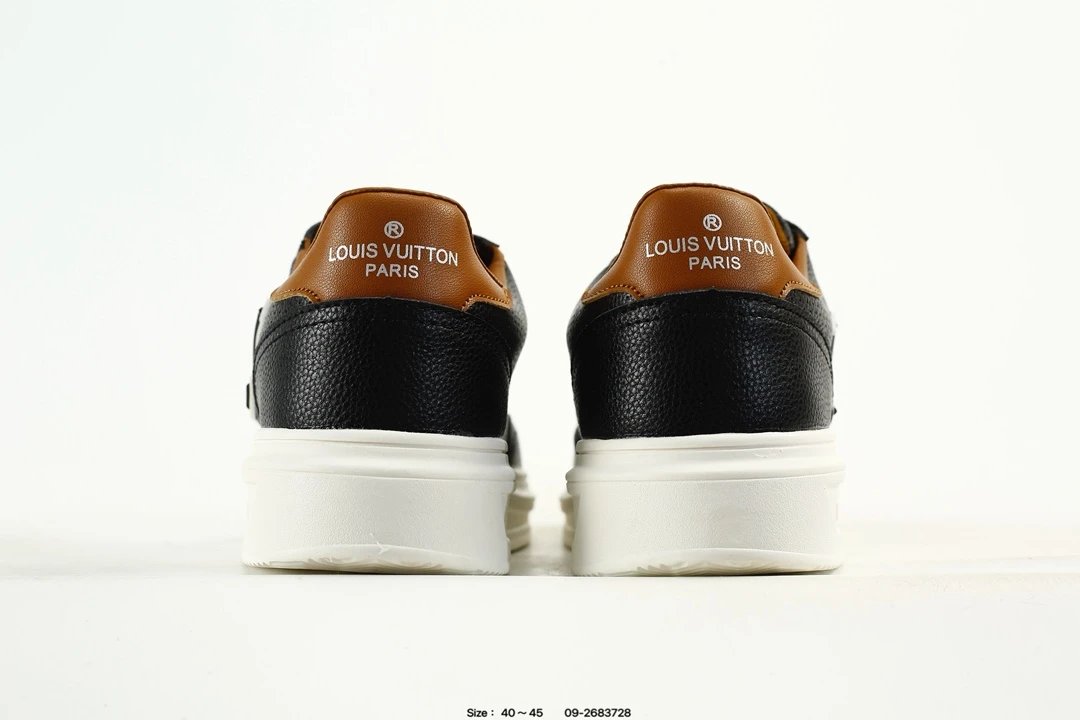 Low Top Leather Sneakers with Lace-Up Design Black Tan - Gallery Image 7 - Detailed View