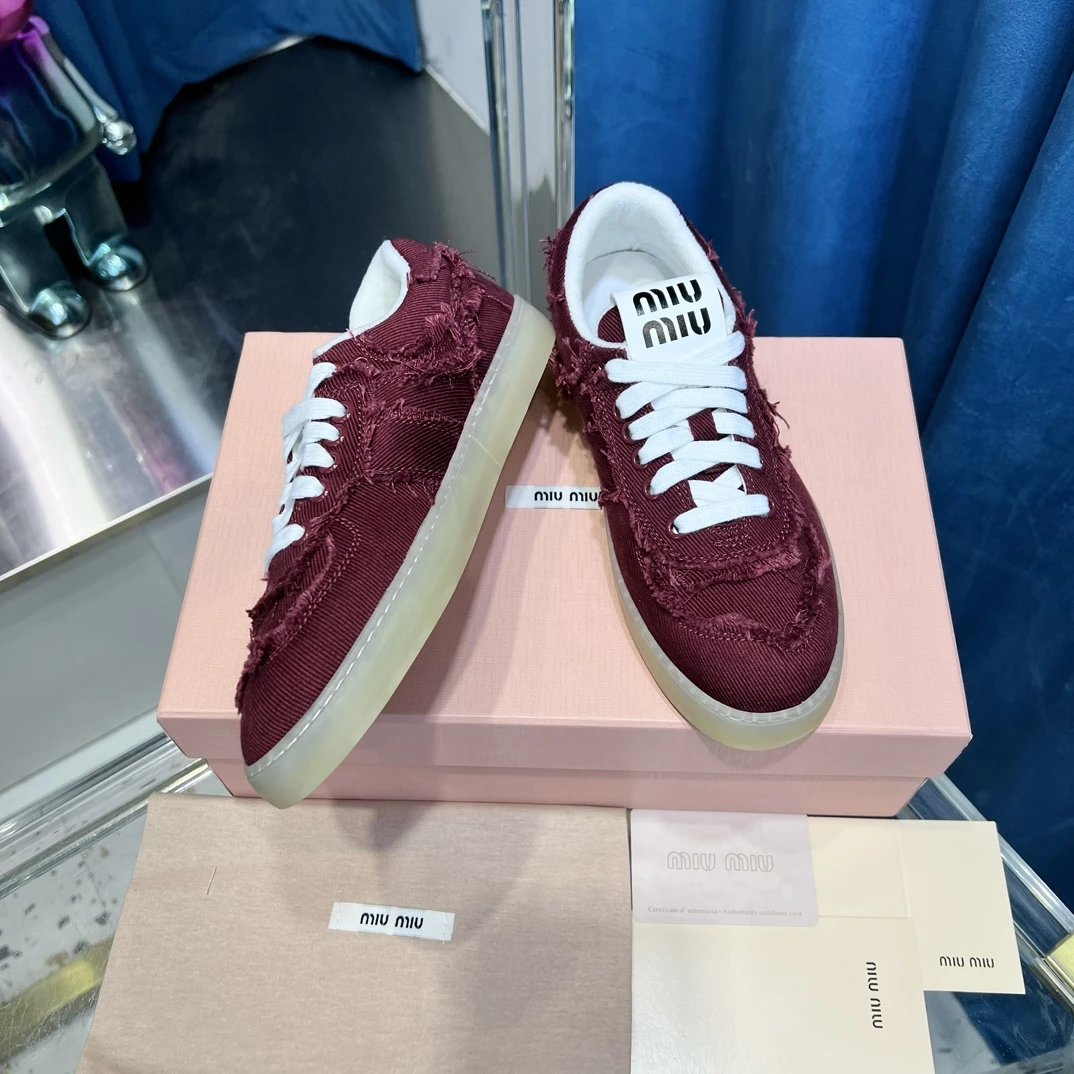 Vintage Frayed Canvas Sneakers with Towel Lining in Burgundy - Gallery Image 5 - Detailed View