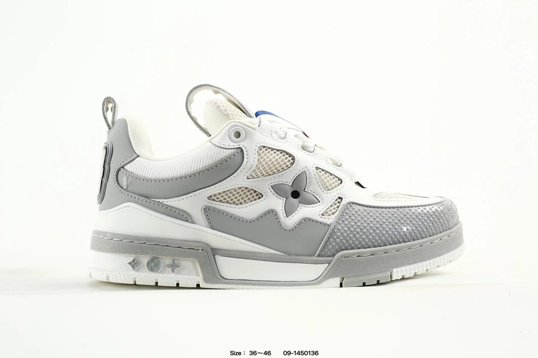 Luxury Leather Low Top Trainer Sneakers Grey - Gallery Image 1 - Detailed View
