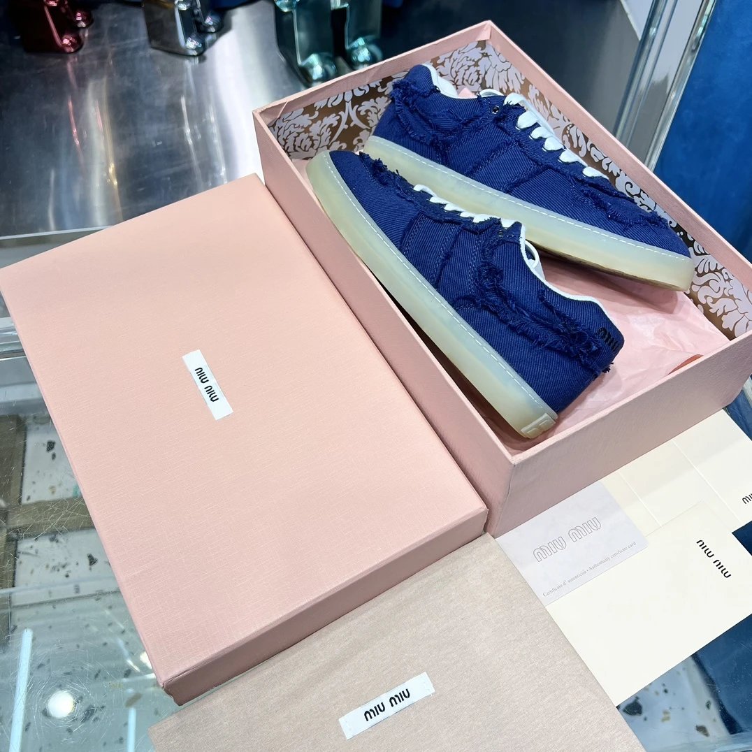 Vintage Frayed Canvas Sneakers with Towel Lining Navy - Gallery Image 2 - Detailed View