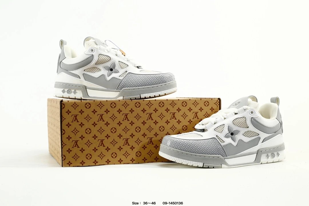 Luxury Leather Low Top Trainer Sneakers Grey - Gallery Image 9 - Detailed View