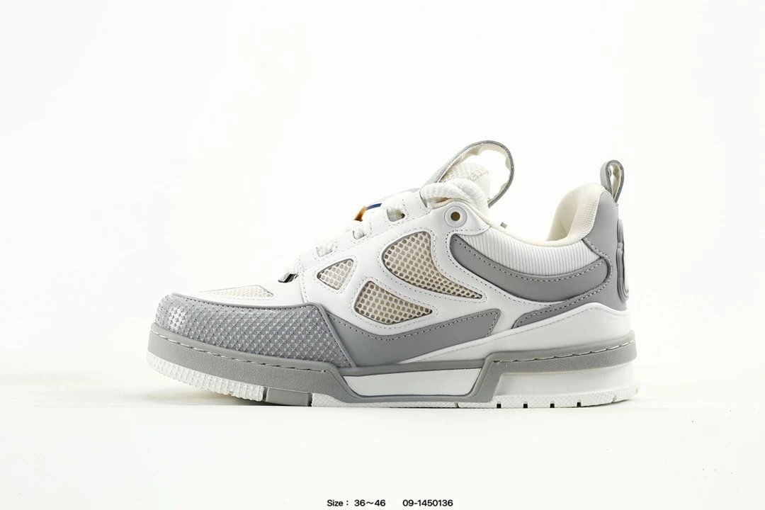 Luxury Leather Low Top Trainer Sneakers Grey - Gallery Image 3 - Detailed View