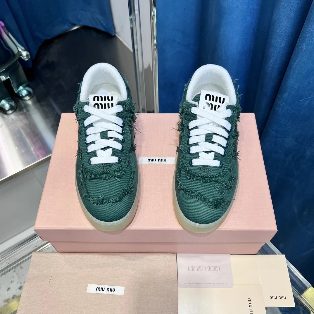 Distressed Canvas Low Top Sneakers with Fringe Teal Green - Gallery Image 3 - Detailed View