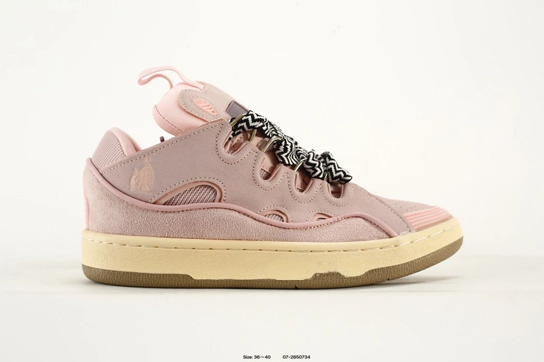 Unisex Chunky Leather Suede Curb Sneakers Dusty Rose - Gallery Image 1 - Detailed View