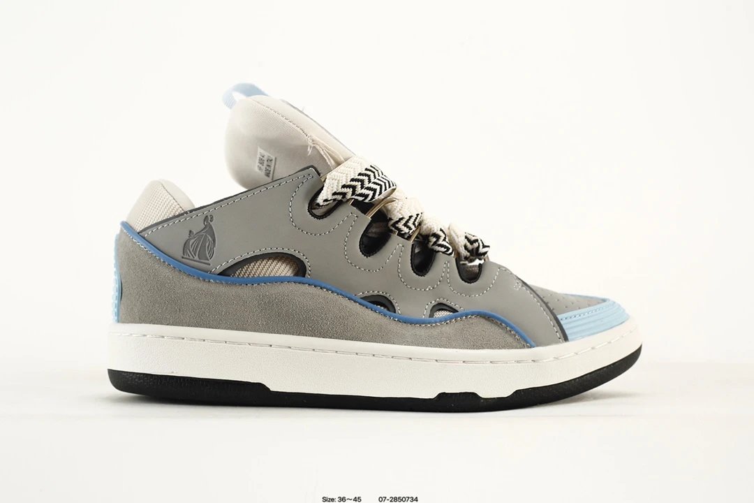 Iconic Leather Curb Skate Sneakers, Unisex, Onyx & Gum - Gallery Image 6 - Detailed View