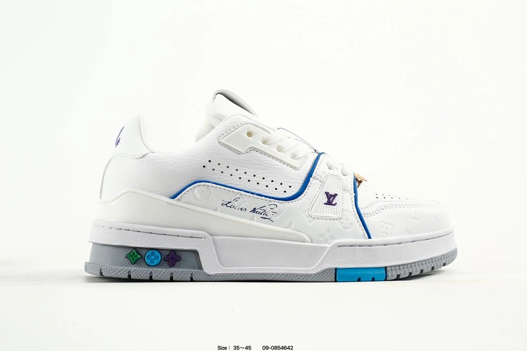 Luxury Leather Trainer Low Top Sneakers White - Gallery Image 3 - Detailed View