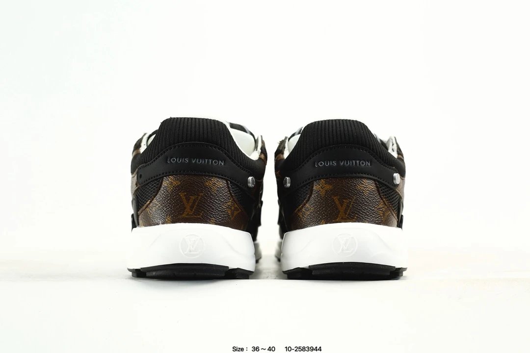 Luxury Low Top Leather Trainer Sneakers Black Mocha - Gallery Image 7 - Detailed View