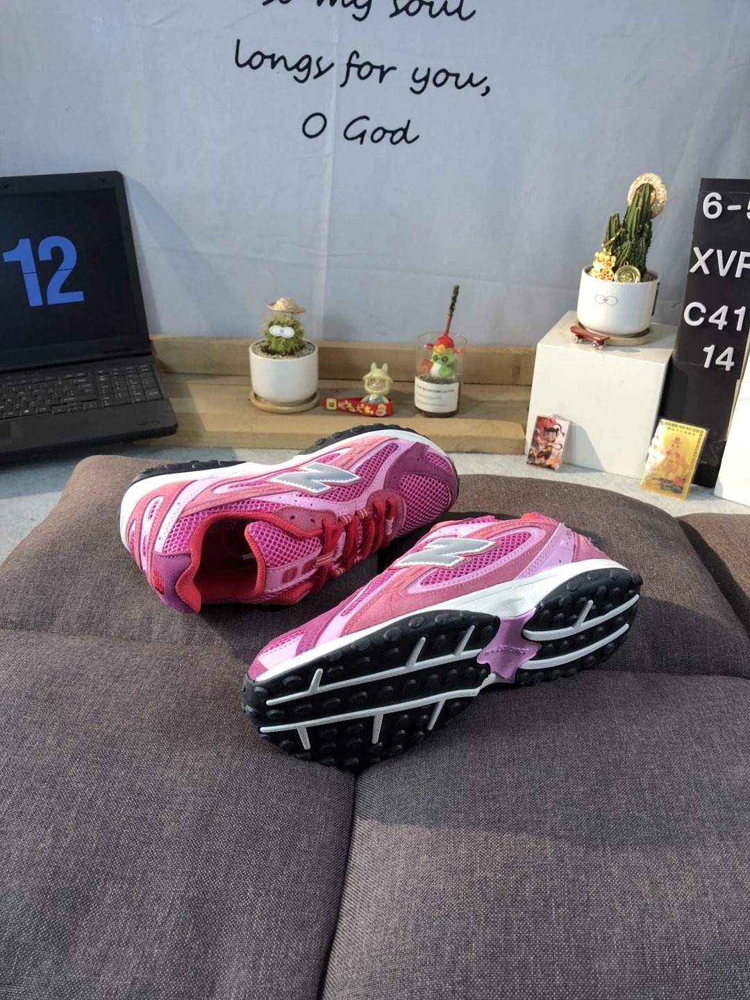 Retro Suede Running Dad Shoes Rose - Gallery Image 6 - Detailed View