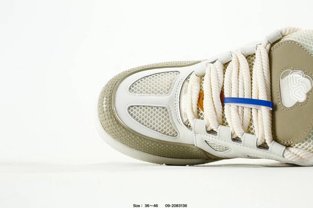 Low Top Leather Trainer Sneakers with 3D Logo Beige - Gallery Image 5 - Detailed View