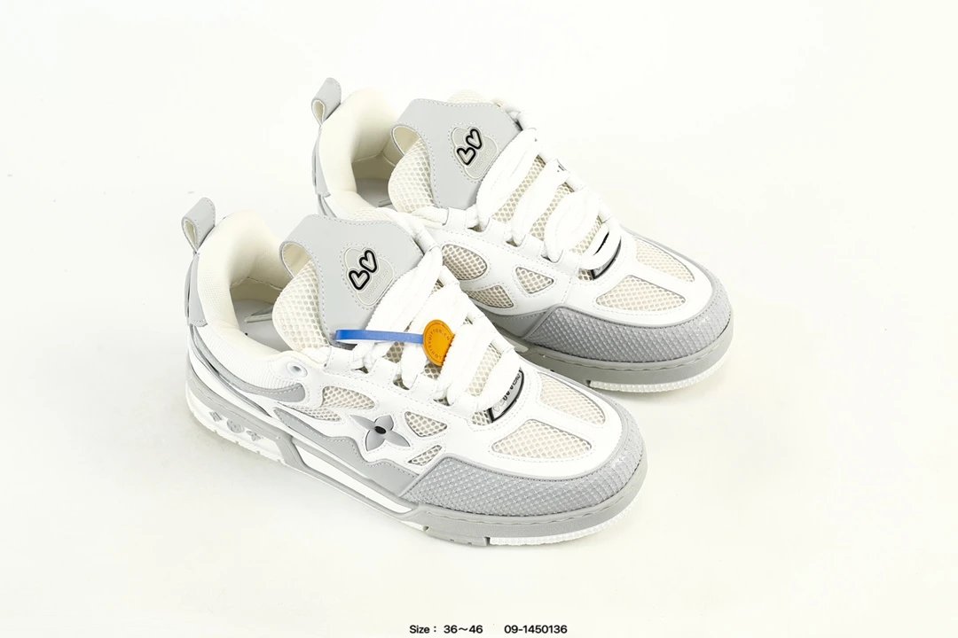 Luxury Leather Low Top Trainer Sneakers Grey - Gallery Image 8 - Detailed View