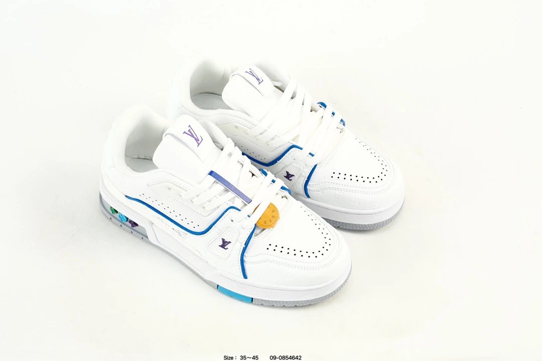 Luxury Leather Low Top Trainer Sneakers White Pearl - Gallery Image 8 - Detailed View