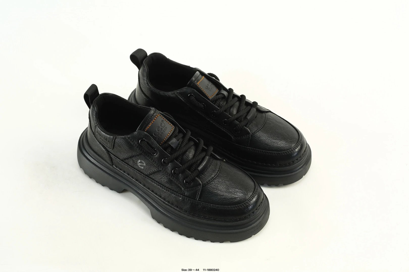 Leather Platform Casual Shoes Streetwear Onyx - Gallery Image 8 - Detailed View