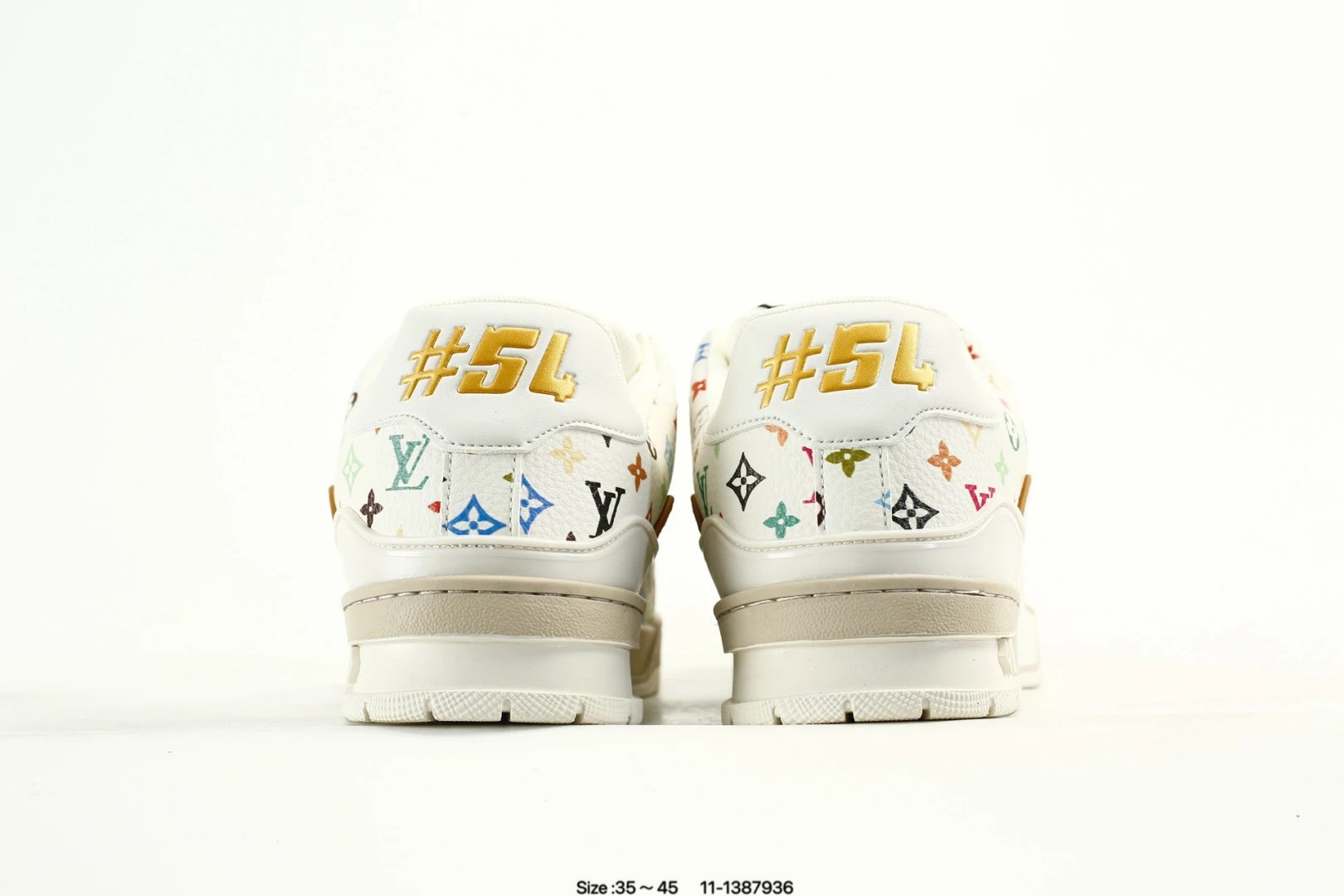 Luxury Low Top Leather Trainer Sneaker Multicolor White - Gallery Image 7 - Detailed View
