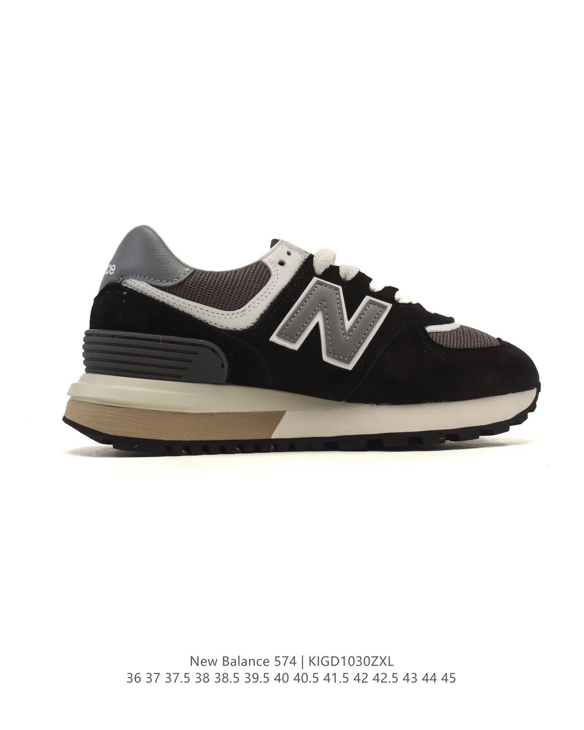 Retro Suede Blend Sneakers Classic Running Shoes Onyx - Gallery Image 3 - Detailed View