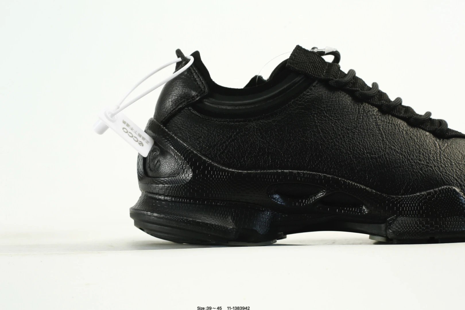 ECCO Leather Casual Sneakers Black - Gallery Image 3 - Detailed View