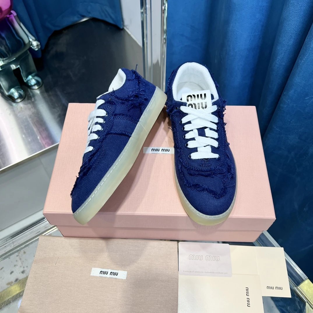 Vintage Frayed Canvas Sneakers with Towel Lining Navy - Gallery Image 5 - Detailed View