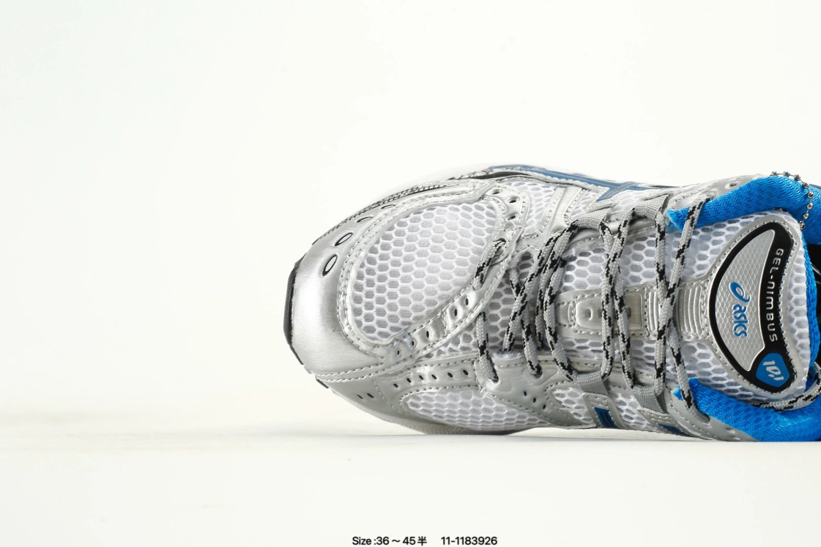 Retro Mesh Running Sneakers with Cushioned Sole Silver Blue - Gallery Image 5 - Detailed View