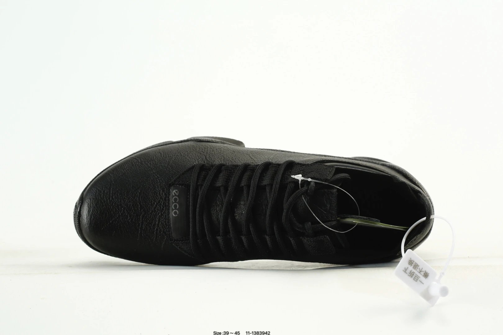 ECCO Leather Casual Sneakers Black - Gallery Image 5 - Detailed View
