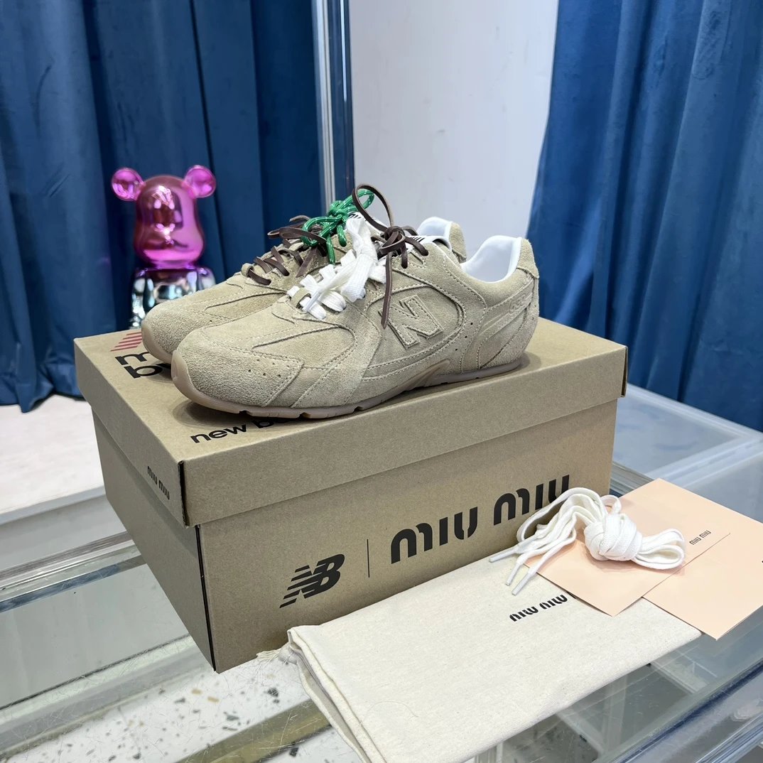 Retro Suede Leather Dad Sneakers Dual Lace Sand Taupe - Gallery Image 1 - Detailed View